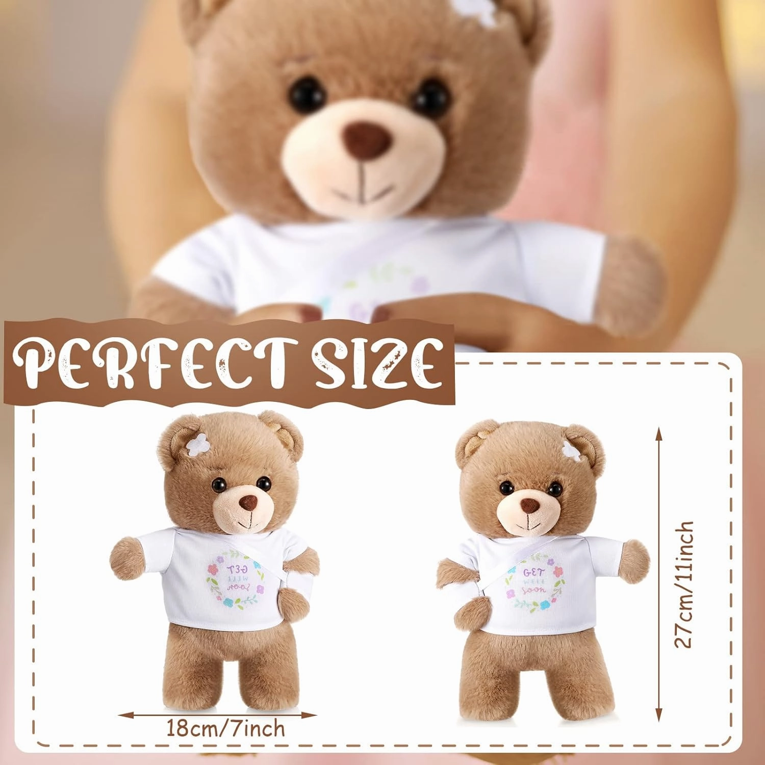 Deekin Broken Arm Gifts for Kids Get Well Soon Bear Stuffed Animal Gifts Bear for Kids Adult with Broken Arm After Surgery Soft Bandage Plush 10 Inches(White)