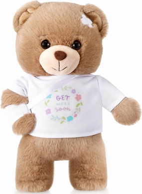 Deekin Broken Arm Gifts for Kids Get Well Soon Bear Stuffed Animal Gifts Bear for Kids Adult with Broken Arm After Surgery Soft Bandage Plush 10 Inches(White)