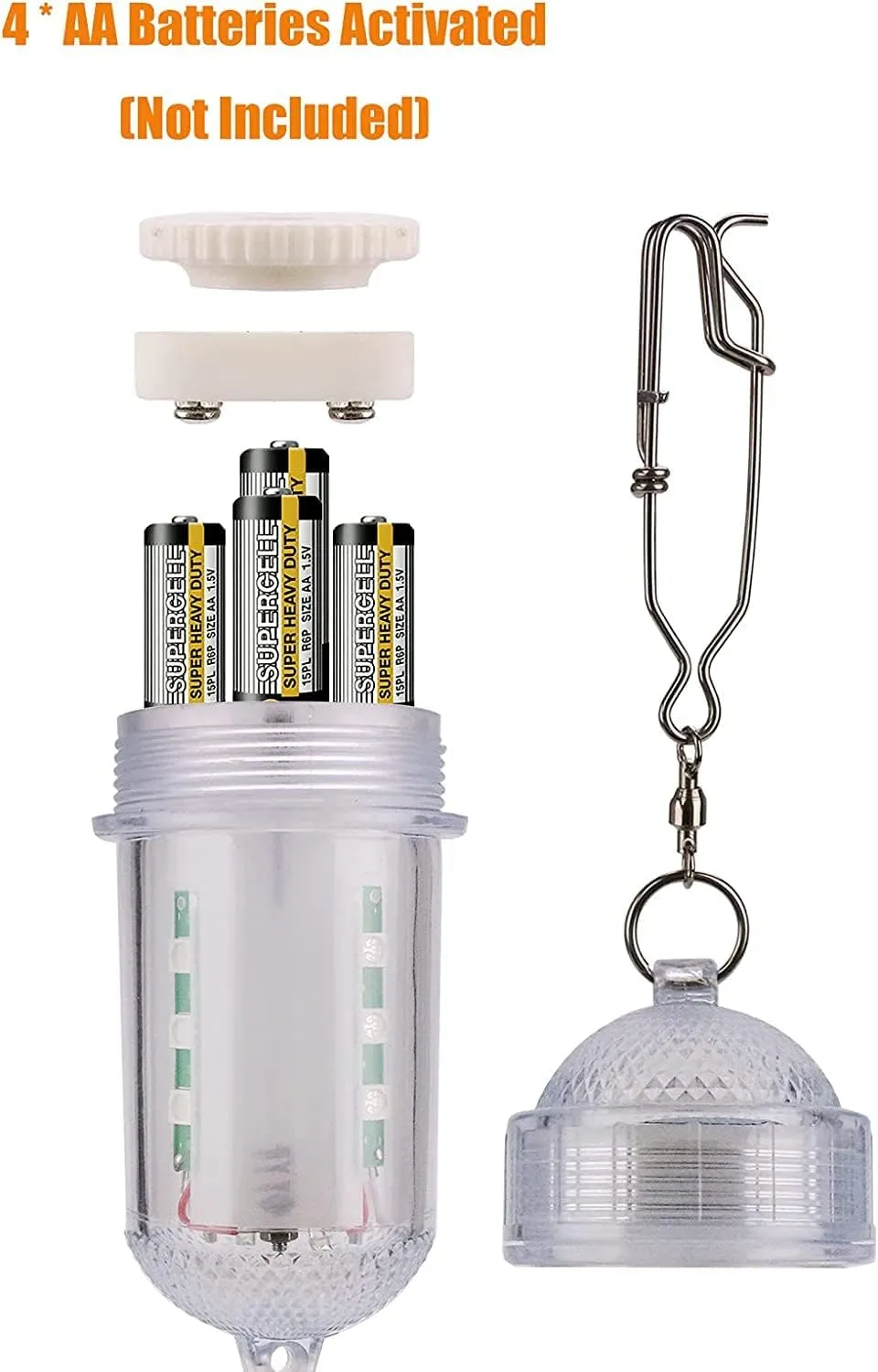 Deep Drop LED Fishing Light with Clip Super Bright 1000 Lumen Underwater Fish Attracting Lamp Fishing Bait Lure Squid 2,100 ft Deep