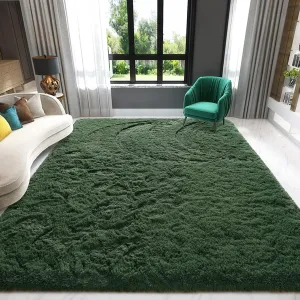 Deep Green Area Rugs Fluffy Rug for Bedroom Living Room, 4x6 Feet Indoor Shaggy Carpets, Plush Soft Rug for Kids Room, Furry Rug for Girls Boys Playroom Nursery Room Home Decor