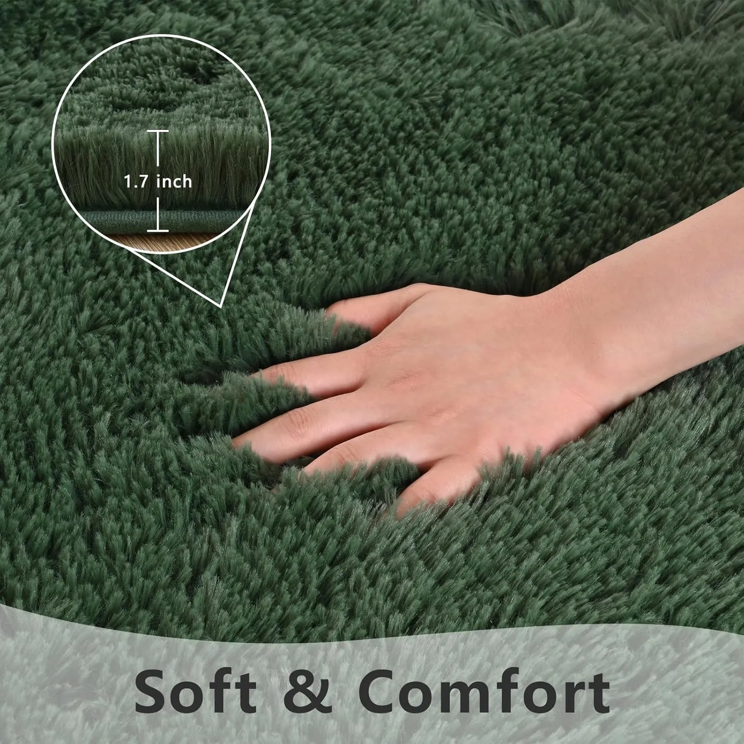Deep Green Area Rugs Fluffy Rug for Bedroom Living Room, 4x6 Feet Indoor Shaggy Carpets, Plush Soft Rug for Kids Room, Furry Rug for Girls Boys Playroom Nursery Room Home Decor