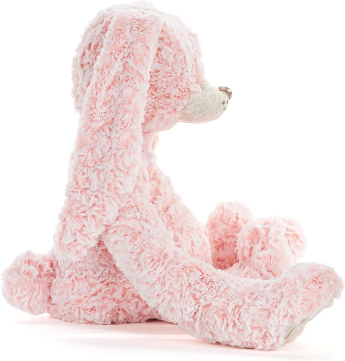 DEMDACO Heartful Hugs 14.5 x 12.5 Inch Polyester, Soft Cuddly, Weighted, Toy, Plush Stuffed Animal Pink and Grey, Bunny Rabbit