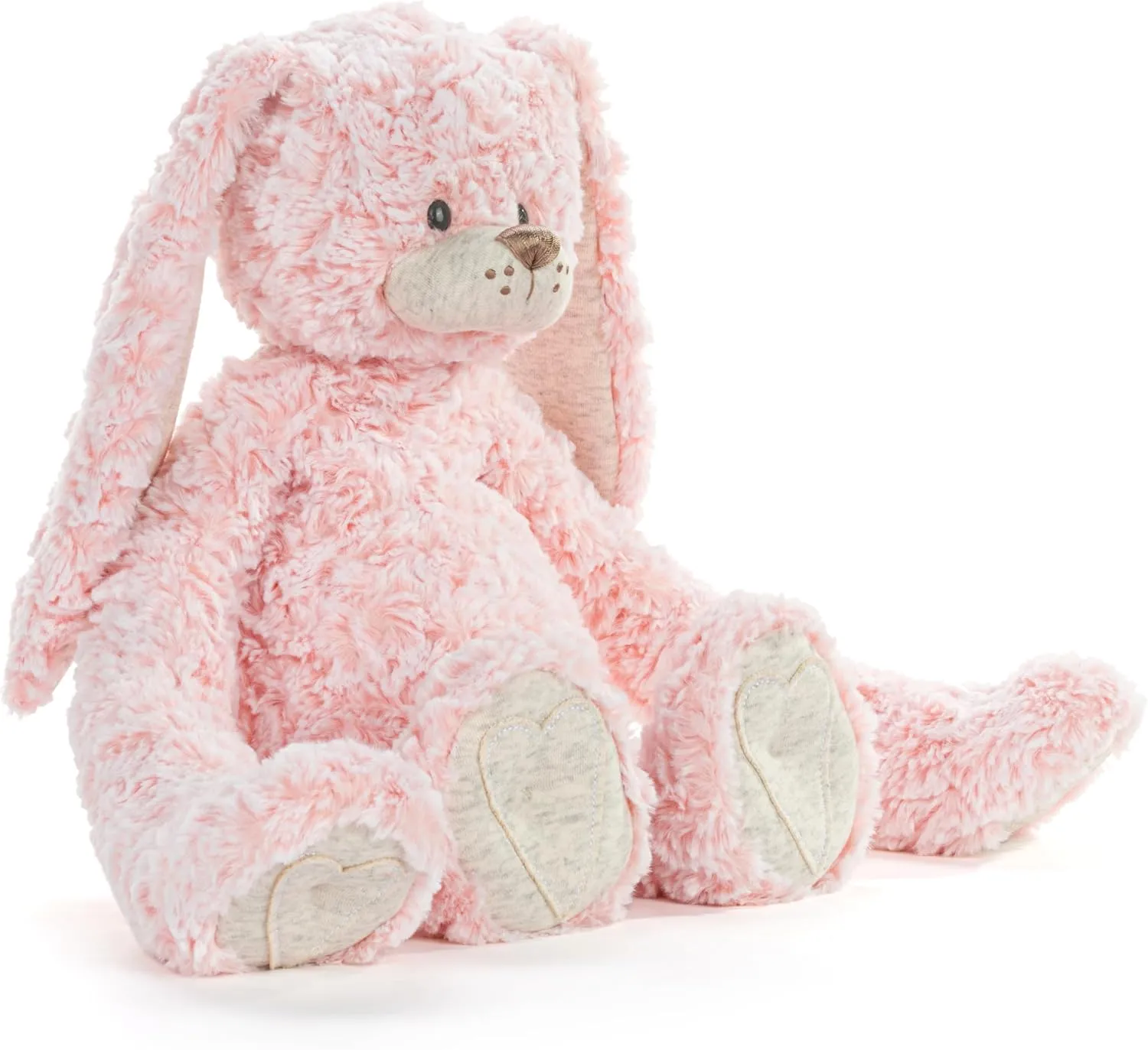 DEMDACO Heartful Hugs 14.5 x 12.5 Inch Polyester, Soft Cuddly, Weighted, Toy, Plush Stuffed Animal Pink and Grey, Bunny Rabbit