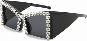 Diamond Luxury Large-frame Sunglasses. Shiny Rhinestone-embedded Sunglasses for Women. Uv400 Protection.
