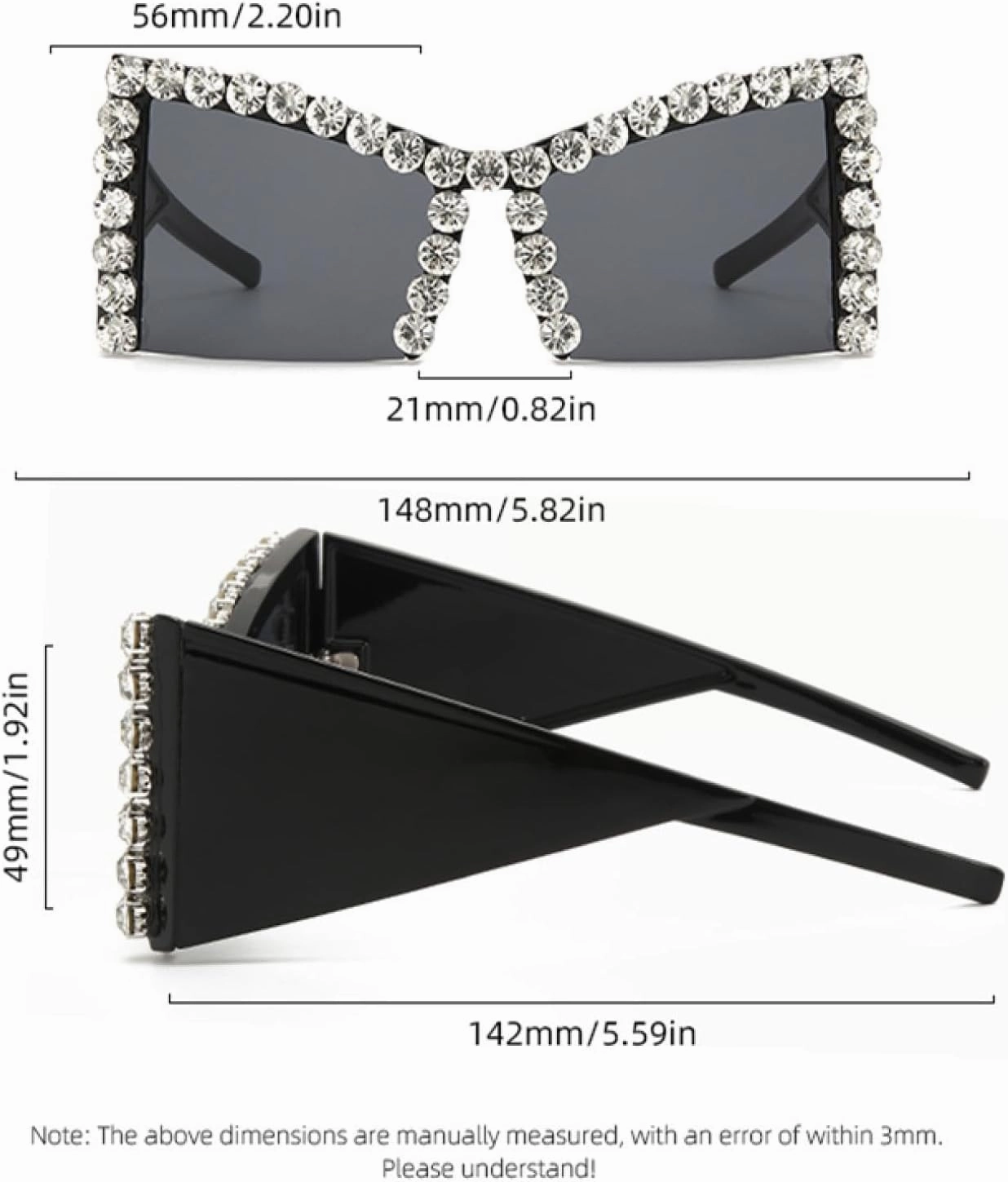 Diamond Luxury Large-frame Sunglasses. Shiny Rhinestone-embedded Sunglasses for Women. Uv400 Protection.