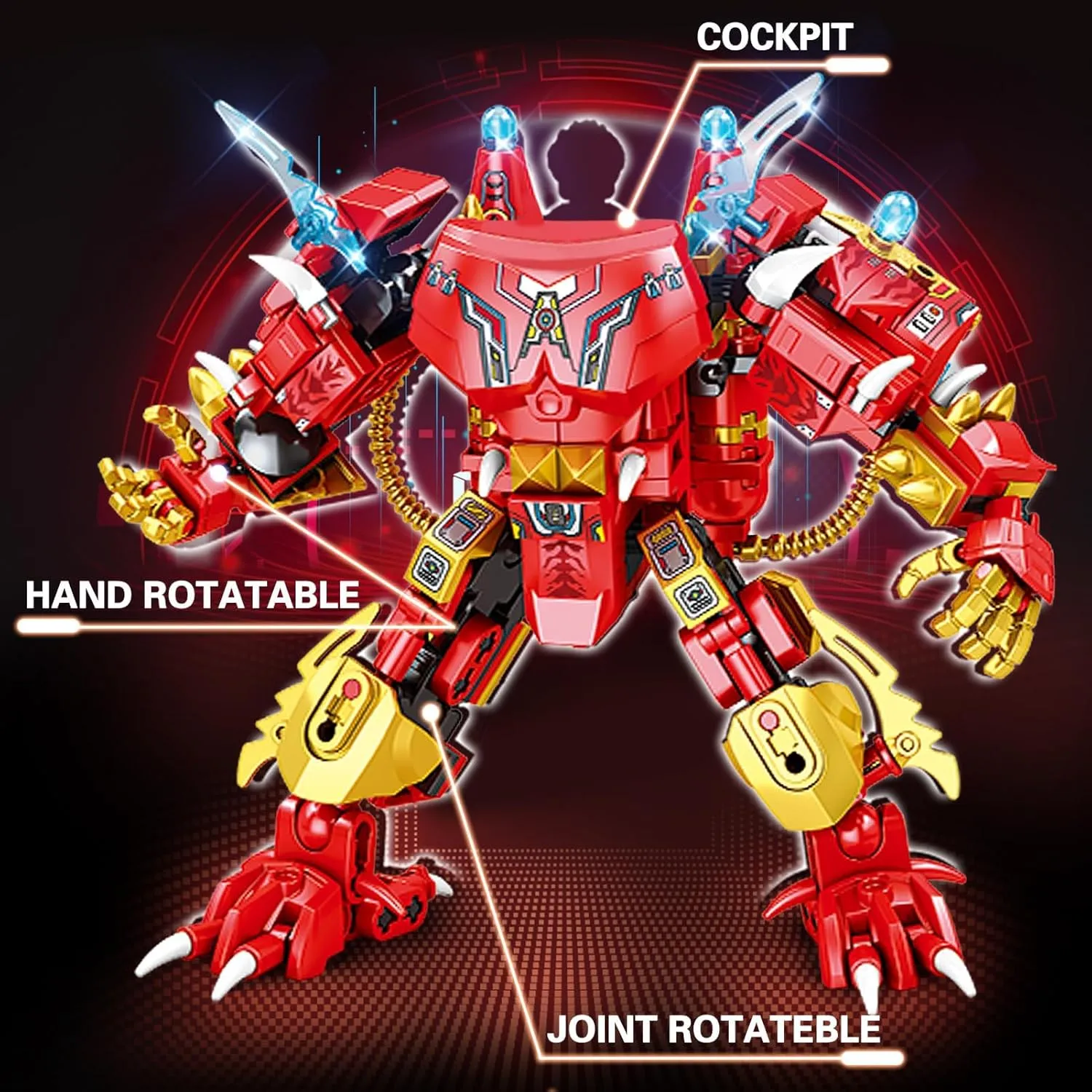 Dinosaur Building Blocks 2 in 1 Transforming Mech - 432 PCS Dinosaur Mech STEM Toys, Convertible Dinosaur to Robot Kit for Kids Ages 6-12, Dinosaur Toy Gift for Christmas & Birthday