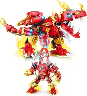 Dinosaur Building Blocks 2 in 1 Transforming Mech - 432 PCS Dinosaur Mech STEM Toys, Convertible Dinosaur to Robot Kit for Kids Ages 6-12, Dinosaur Toy Gift for Christmas & Birthday