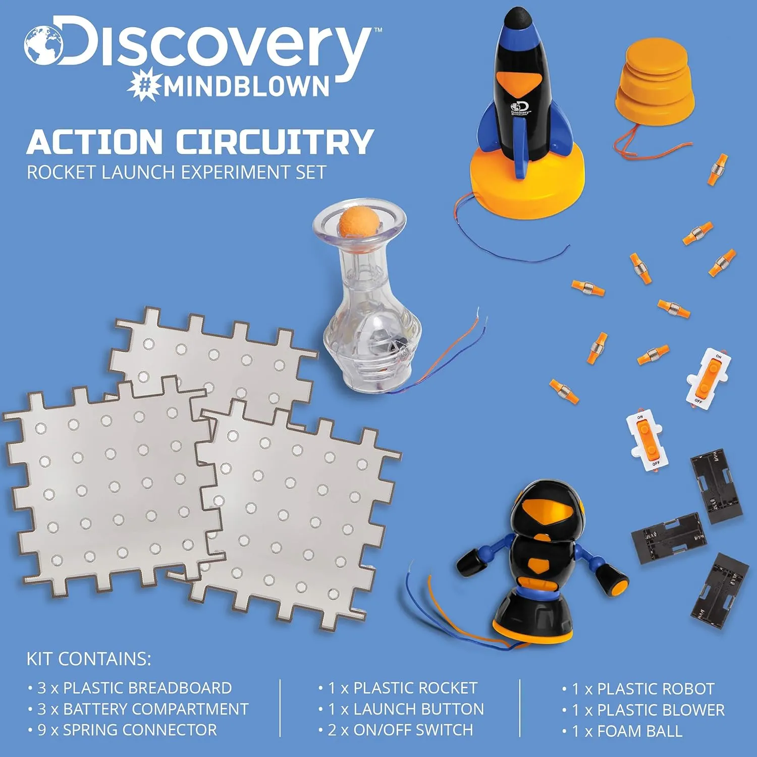 Discovery #MINDBLOWN Action Circuitry Electronic Experiment Complete STEM Set, Build-it-Yourself Engineering Toy Kit, Explore The Science of Motion, Great Gift for Kids Ages 8  