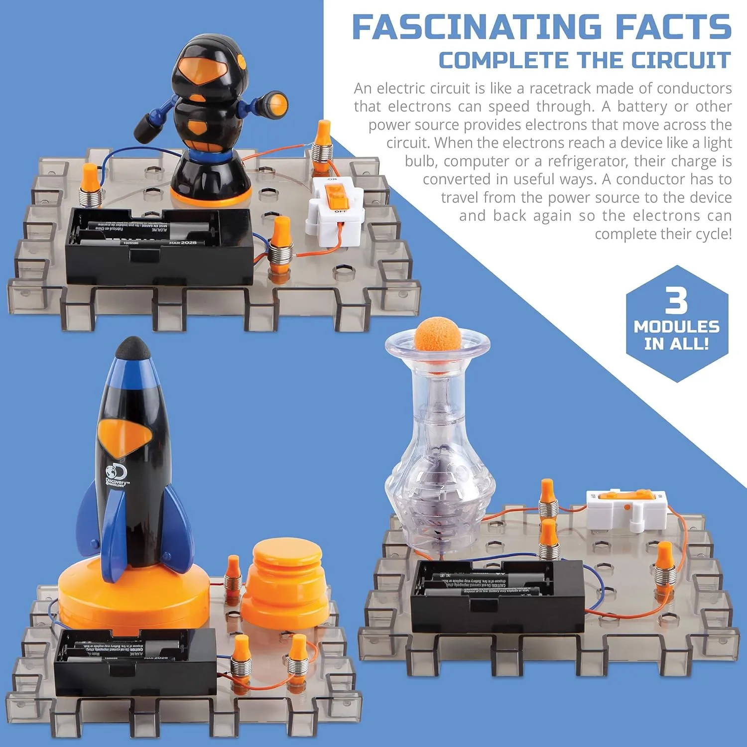 Discovery #MINDBLOWN Action Circuitry Electronic Experiment Complete STEM Set, Build-it-Yourself Engineering Toy Kit, Explore The Science of Motion, Great Gift for Kids Ages 8  