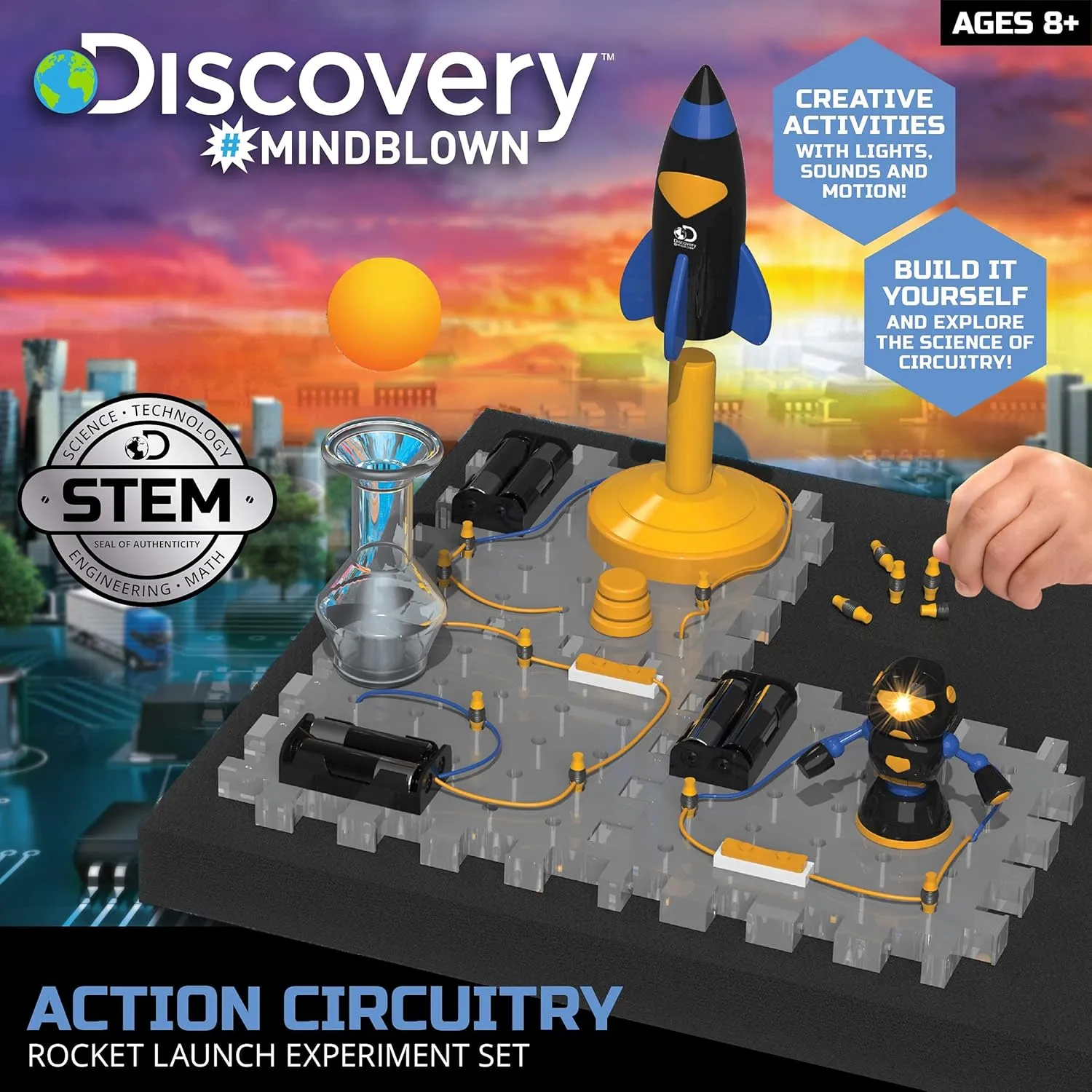 Discovery #MINDBLOWN Action Circuitry Electronic Experiment Complete STEM Set, Build-it-Yourself Engineering Toy Kit, Explore The Science of Motion, Great Gift for Kids Ages 8  
