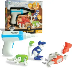 DISCOVERY #MINDBLOWN Dinosaur Construction Set, 90-Piece Action Model Build Kit, Kid-Safe Electronic Tools & Screws, Create T-Rex Triceratops, Prehistoric Monster Learning STEM Toy For Paleontologists