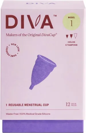 DIVA Cup - Medical Grade Silicone Cup for Period Care - Reusable Menstrual Cup - Up to 12 Hours of Continuous Wear - Model 1 (For Medium to Heavy Flow)