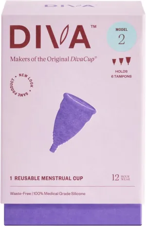 DivaCup - BPA-Free Reusable Menstrual Cup - Leak-Free Feminine Hygiene - Tampon and Pad Alternative - Up To 12 Hours Of Protection - Model 2