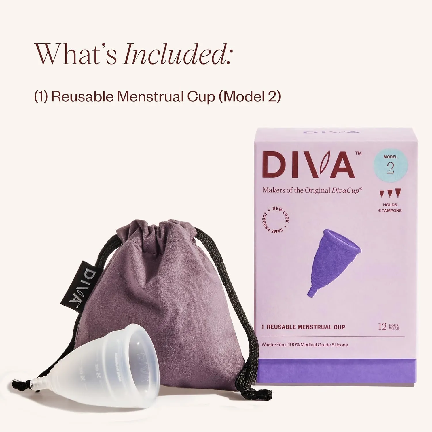 DivaCup - BPA-Free Reusable Menstrual Cup - Leak-Free Feminine Hygiene - Tampon and Pad Alternative - Up To 12 Hours Of Protection - Model 2