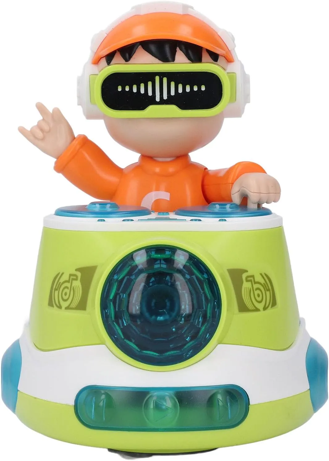 DJ Bouncing Beat Rock Boy Dancing Toy Music Flashing Light Universal Wheel Automatic Movement DJ Toy for Toddlers (Green)