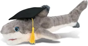 DolliBu Blacktip Reef Shark Graduation Plush Toy - Super Soft Shark Graduation Stuffed Animal Dress Up with Graduation Cap with Tassel - Reward Celebration Grad Gift - 16.5 Inch