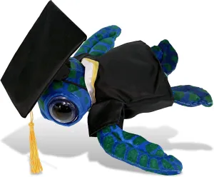 DolliBu Blue Sea Turtle Graduation Plush Toy - Super Soft Plush Graduation Stuffed Animal Dress Up with Gown and Cap with Tassel Outfit - Congratulatory Graduation Gift with Personalization - 10 Inch