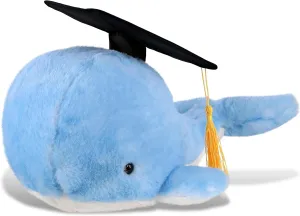 DolliBu Blue Whale Large Graduation Plush Toy - Super Soft Plush Graduation Stuffed Animal Dress Up with Graduation Cap with Tassel - Gift with Personalization - 13 Inches