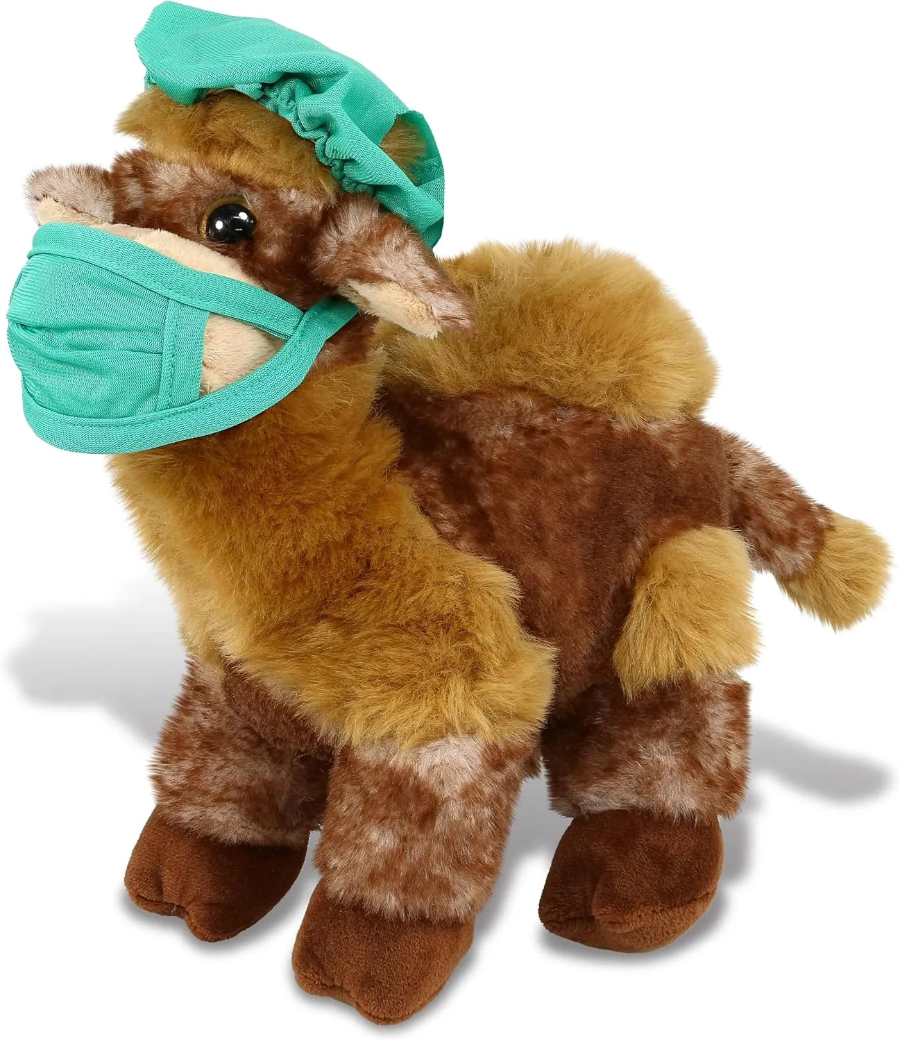 DolliBu Camel Doctor Plush Toy - Super Soft Camel Doctor Stuffed Animal Dress Up with Cute Scrub Cap and Face Mask Outfit - Fluffy Doctor Toy Plush Gift - 10 Inches