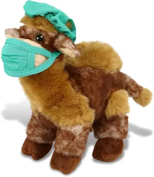 DolliBu Camel Doctor Plush Toy - Super Soft Camel Doctor Stuffed Animal Dress Up with Cute Scrub Cap and Face Mask Outfit - Fluffy Doctor Toy Plush Gift - 10 Inches