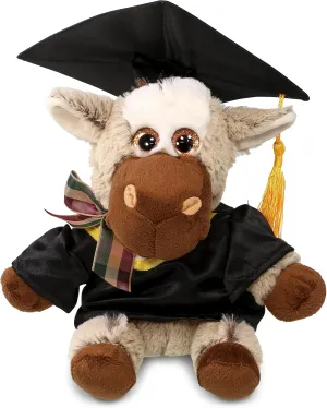DolliBu Floppy Donkey Graduation Plush Toy - Super Soft Graduation Stuffed Animal Dress Up with Gown and Cap with Tassel Outfit - Cute Congratulatory Graduation Gift - 7 Inches