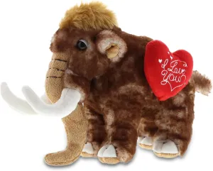 DolliBu I Love You Valentine Plush Large Wild Mammoth - Cute Stuffed Animal with Red Heart and Name Personalization Gift for Valentines Day, Birthday, Anniversary - 10 Inches
