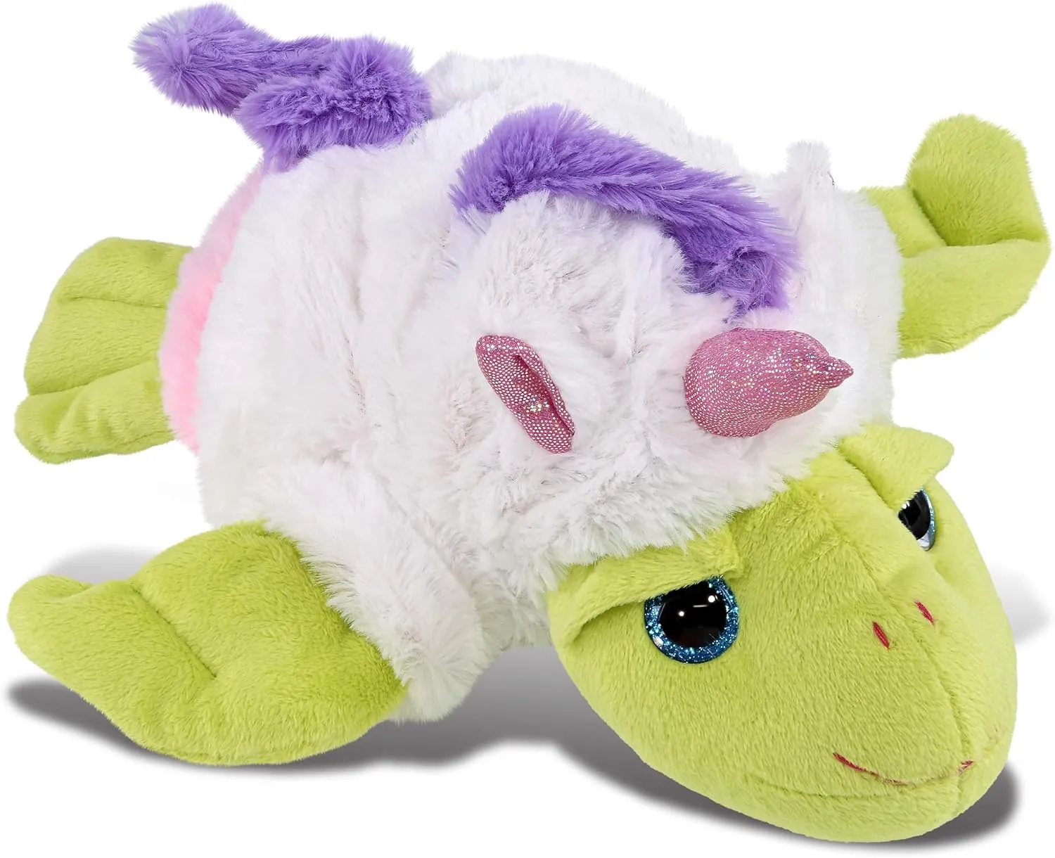 DolliBu Rainbow Green Sea Turtle with Unicorn Plush Stuffed Animal Toy - Super Soft Sea Turtle Unicorn Dress Up with Removable Plush Unicorn Outfit, Fantasy Gift - 10 Inches