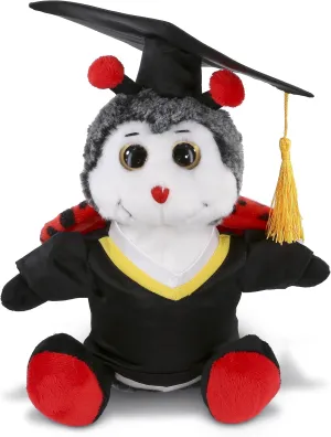 DolliBu Sitting Ladybug Graduation Plush Toy - Super Soft Graduation Stuffed Animal Dress Up with Gown and Cap with Tassel Outfit - Gift with Personalization - 9 Inches