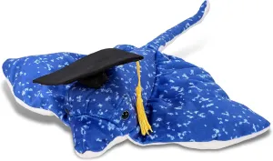 DolliBu Spotted Blue Ray Graduation Plush Toy - Wild Collection Plush Graduation Stuffed Animal Dress Up Graduation Cap Outfit - Graduation Gift with Personalization – 17 Inches