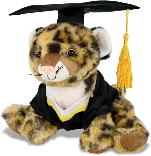 DolliBu Squat Leopard Graduation Plush Toy - Soft Leopard Plush Graduation Stuffed Animal Dress Up with Gown & Cap with Tassel Outfit - Gift with Personalization - 8 Inches