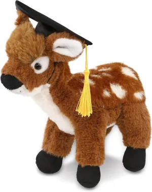 DolliBu Standing Deer Graduation Plush Toy - Super Soft Plush Graduation Stuffed Animal Dress Up Graduation Cap with Tassel - Graduation Gift with Personalization - 10 Inches
