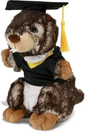 DolliBu Standing Marmot Graduation Plush Toy - Super Soft Marmot Graduation Stuffed Animal Dress Up with Gown and Cap with Tassel Outfit - Reward Celebration Grad Gift - 8.5 Inch