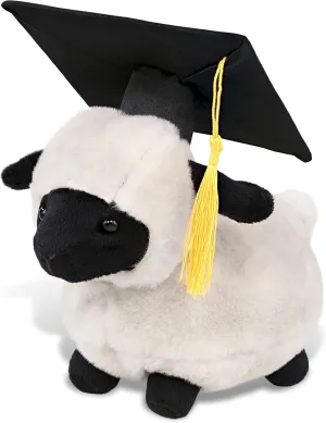 DolliBu Valais Blacknose Sheep Graduation Plush Toy - Super Soft Blacknose Sheep Graduation Stuffed Animal Dress Up with Graduation Cap with Tassel - Reward Celebration Grad Gift - 8.5 inch