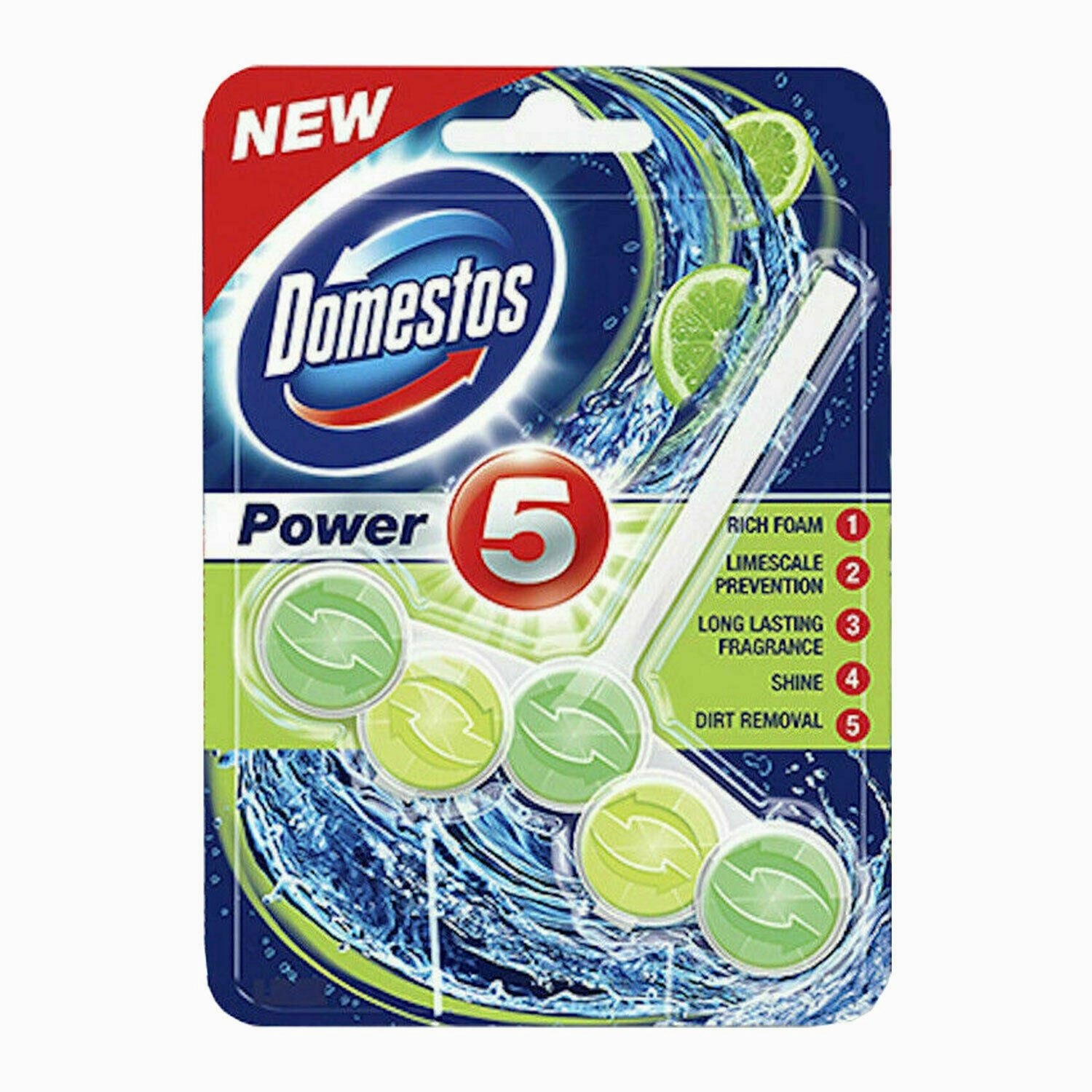 Domestos Power 5 Toilet Rim Block, 9 Pack, 55g