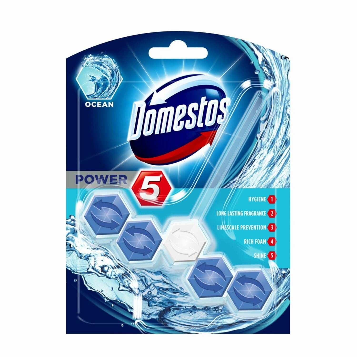Domestos Power 5 Toilet Rim Block, 9 Pack, 55g
