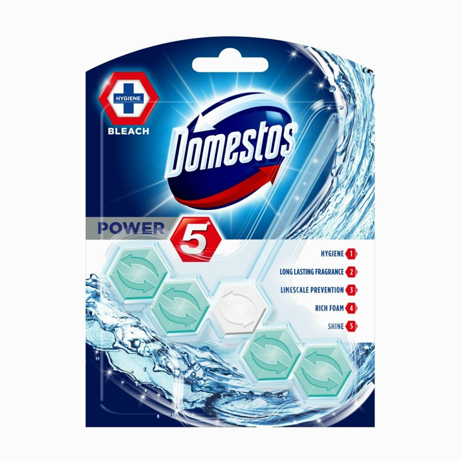 Domestos Power 5 Toilet Rim Block, 9 Pack, 55g