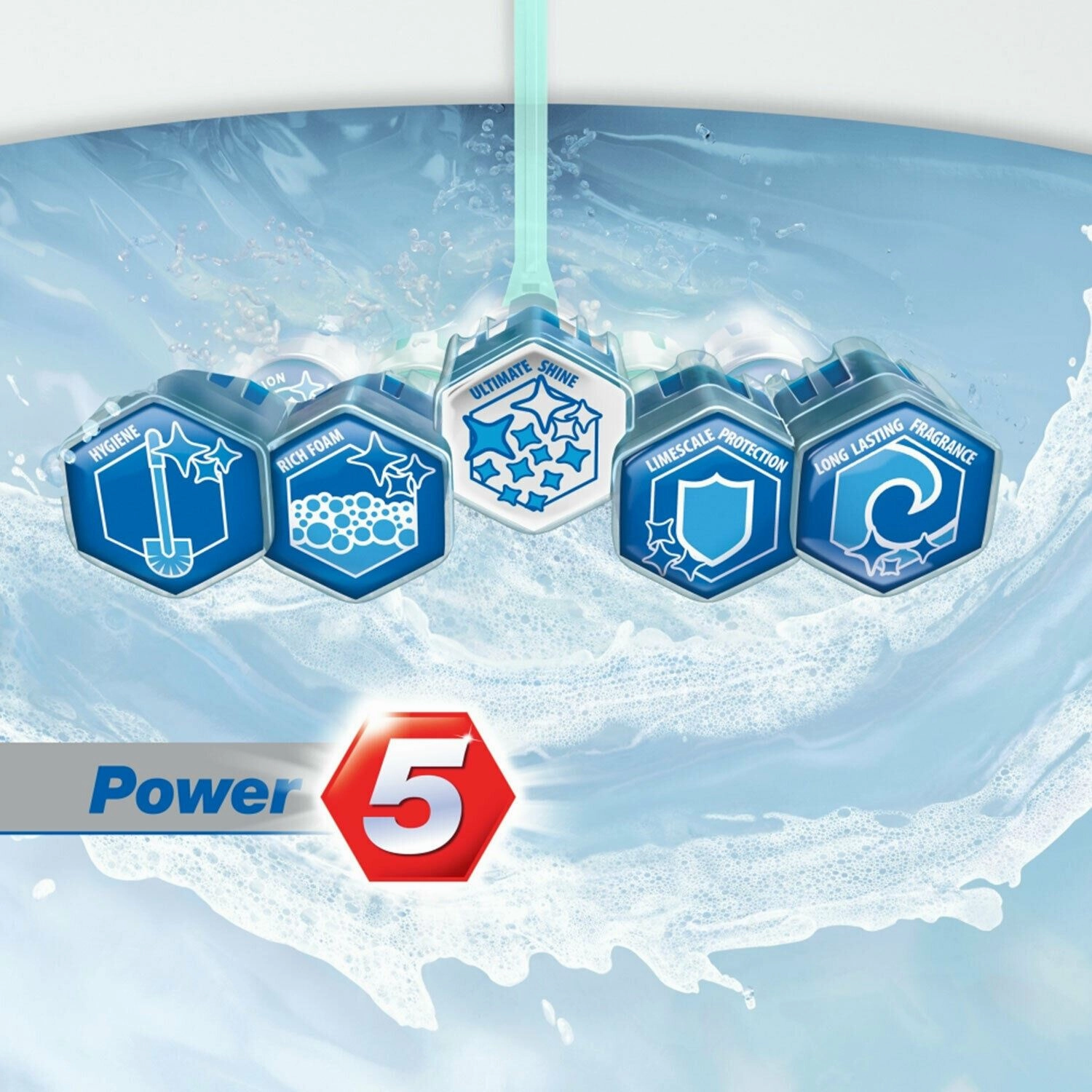Domestos Power 5 Toilet Rim Block, 9 Pack, 55g