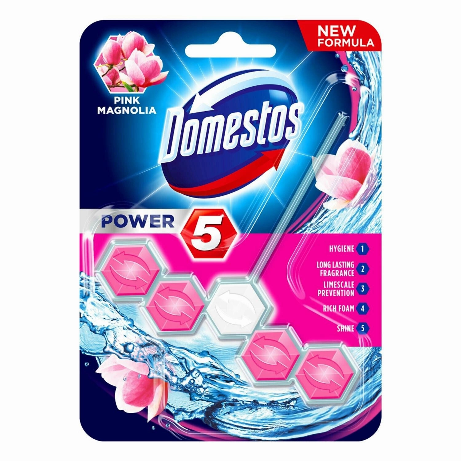 Domestos Power 5 Toilet Rim Block, 9 Pack, 55g