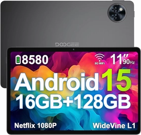 DOOGEE U11(2025) Android 15 Tablet, 11 inch Tablet 16GB 128GB/2TB TF Octa-Core 90Hz Display, 8580mAh, Netflix 1080P,Bluetooth 5.0 5G WiFi Tablets, 13MP 5MP, Face ID,Metal Body-Black