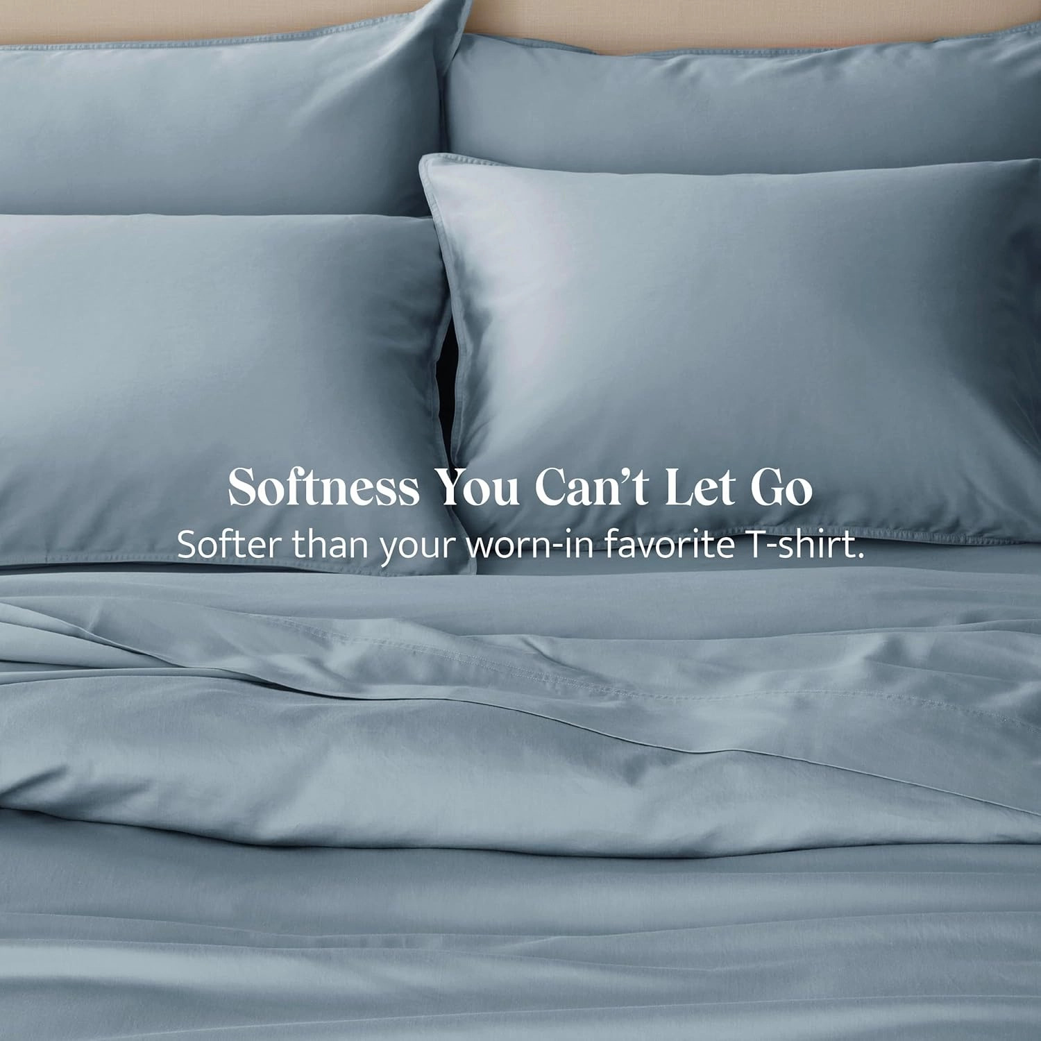 Double Stitch Cotton Tencel Sheet - Bed Sheets Set King Size, 4Pc Luxury Hotel Bedding Set, Soft, Cooling & Breathable for Hot Sleepers, Deep Pocket Up to 16 Inches, Sterling Blue