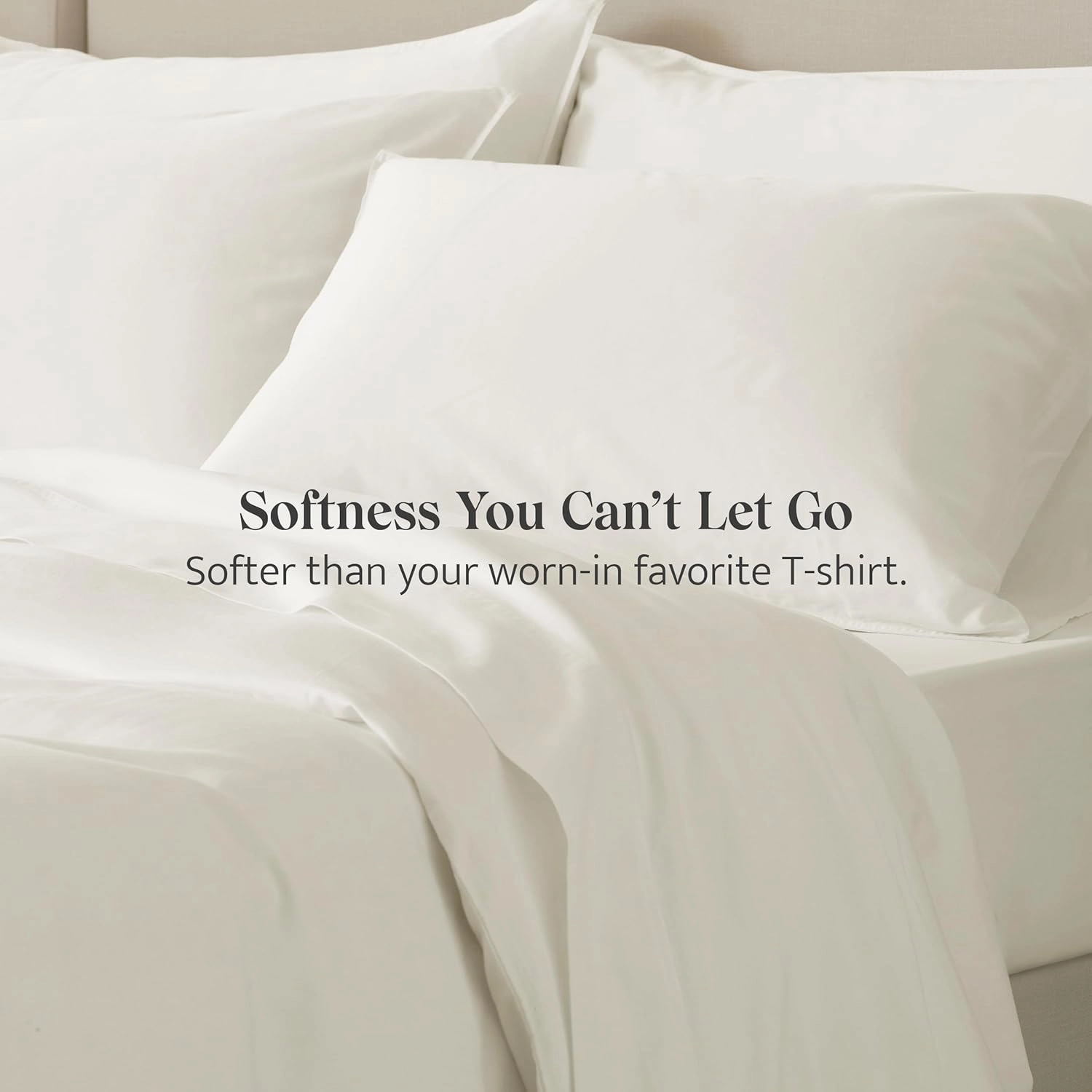 Double Stitch Cotton Tencel Sheet - Bed Sheets Set Queen Size, 4Pc Luxury Hotel Bedding Set, Soft, Cooling & Breathable for Hot Sleepers, Deep Pocket Up to 16 Inches, Cream