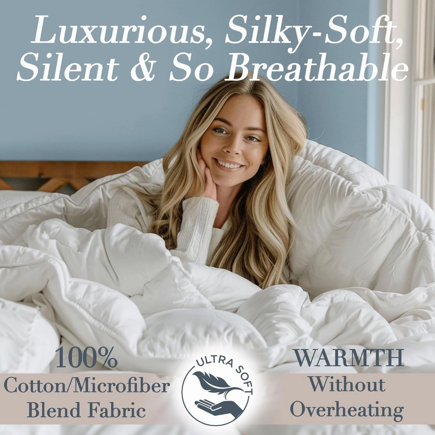Down Comforter California King Size Extra Fluffy | Luxury All Season Duck Down Duvet Insert | 750 Fill Power | Hotel Collection | Solid White (104 x 96 inches)
