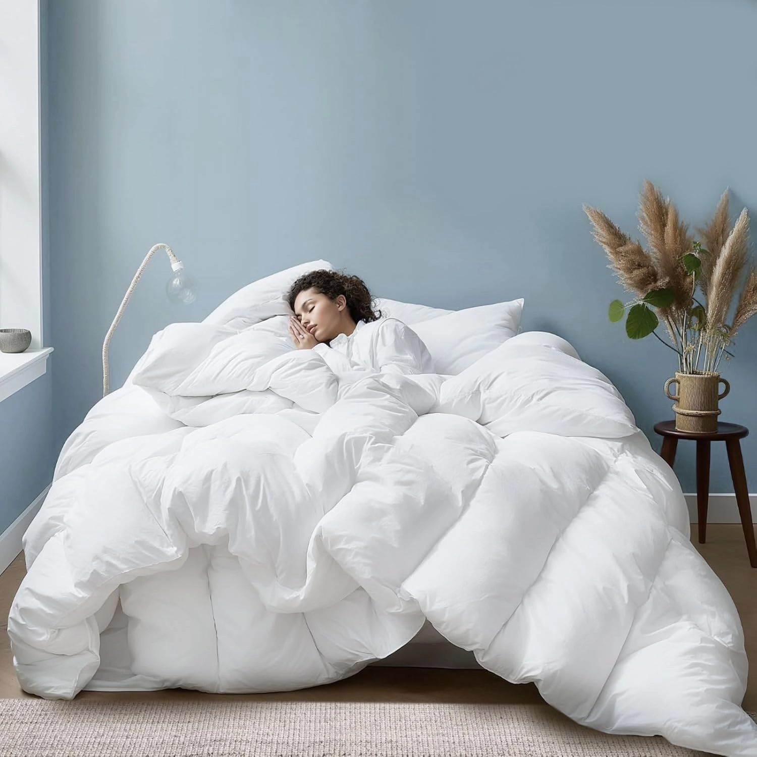 Down Comforter California King Size Extra Fluffy | Luxury All Season Duck Down Duvet Insert | 750 Fill Power | Hotel Collection | Solid White (104 x 96 inches)