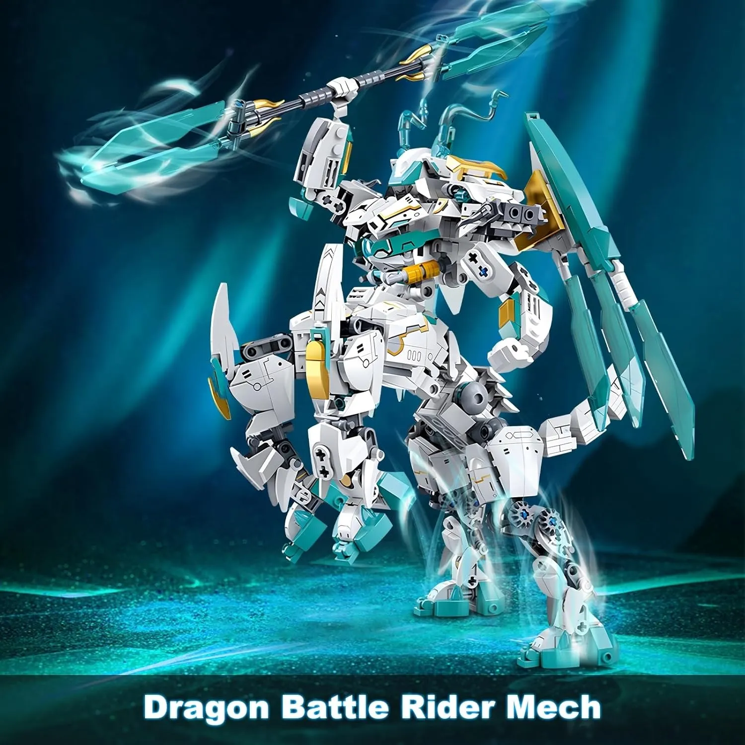 Dragon Transforming Mech Building Blocks Set, 2 in 1 Warrior City Action Robot Model Building Kit, 731 PCS Cool Rider Mech Toys Gift for Adults and Kids Boys 8 10 12 