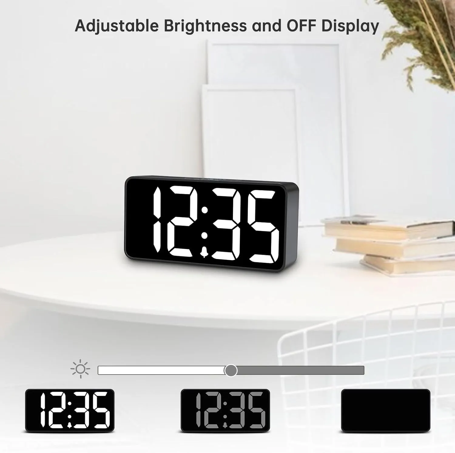DreamSky Small Digital Alarm Clock for Bederoom, Large Big Numbers Display with Brightness Dimmer, Electric Bedside Desk Clock with USB Charging Port, Adjustable Alarm Volume, USB-C Adapter Powered
