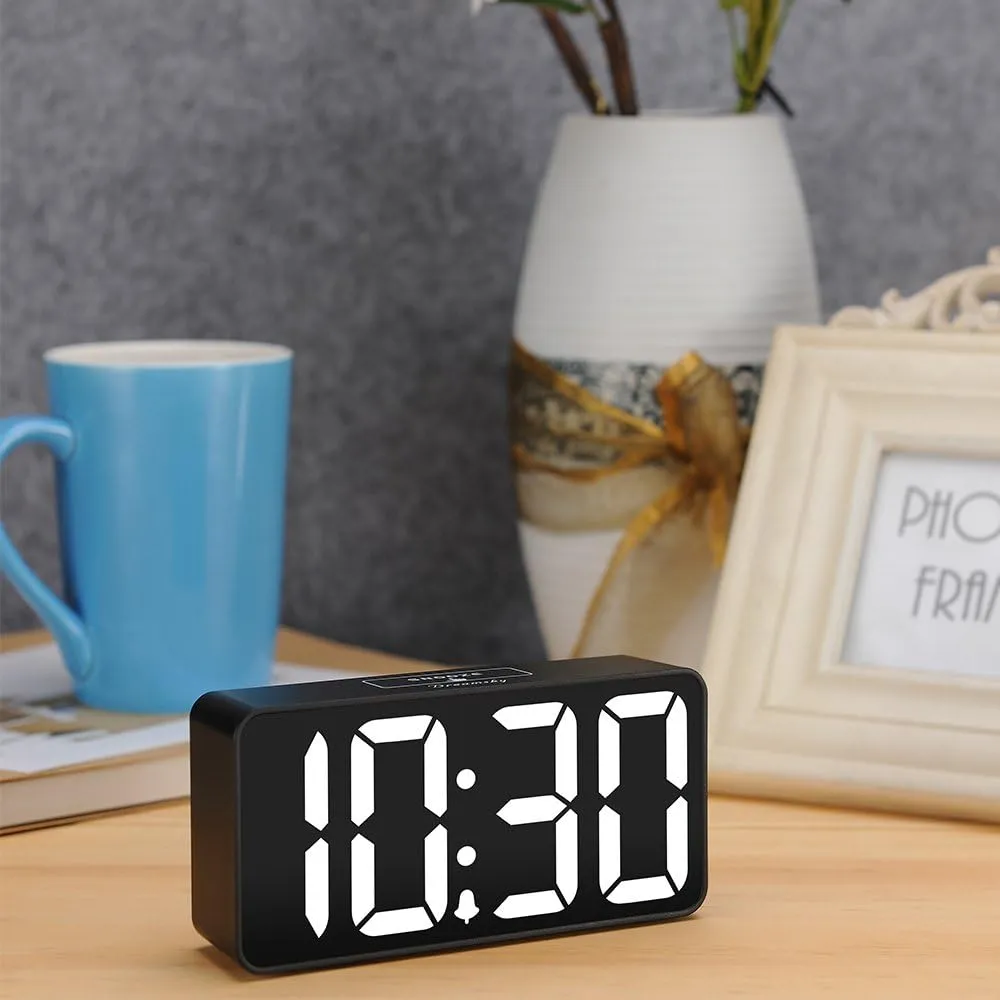 DreamSky Small Digital Alarm Clock for Bederoom, Large Big Numbers Display with Brightness Dimmer, Electric Bedside Desk Clock with USB Charging Port, Adjustable Alarm Volume, USB-C Adapter Powered