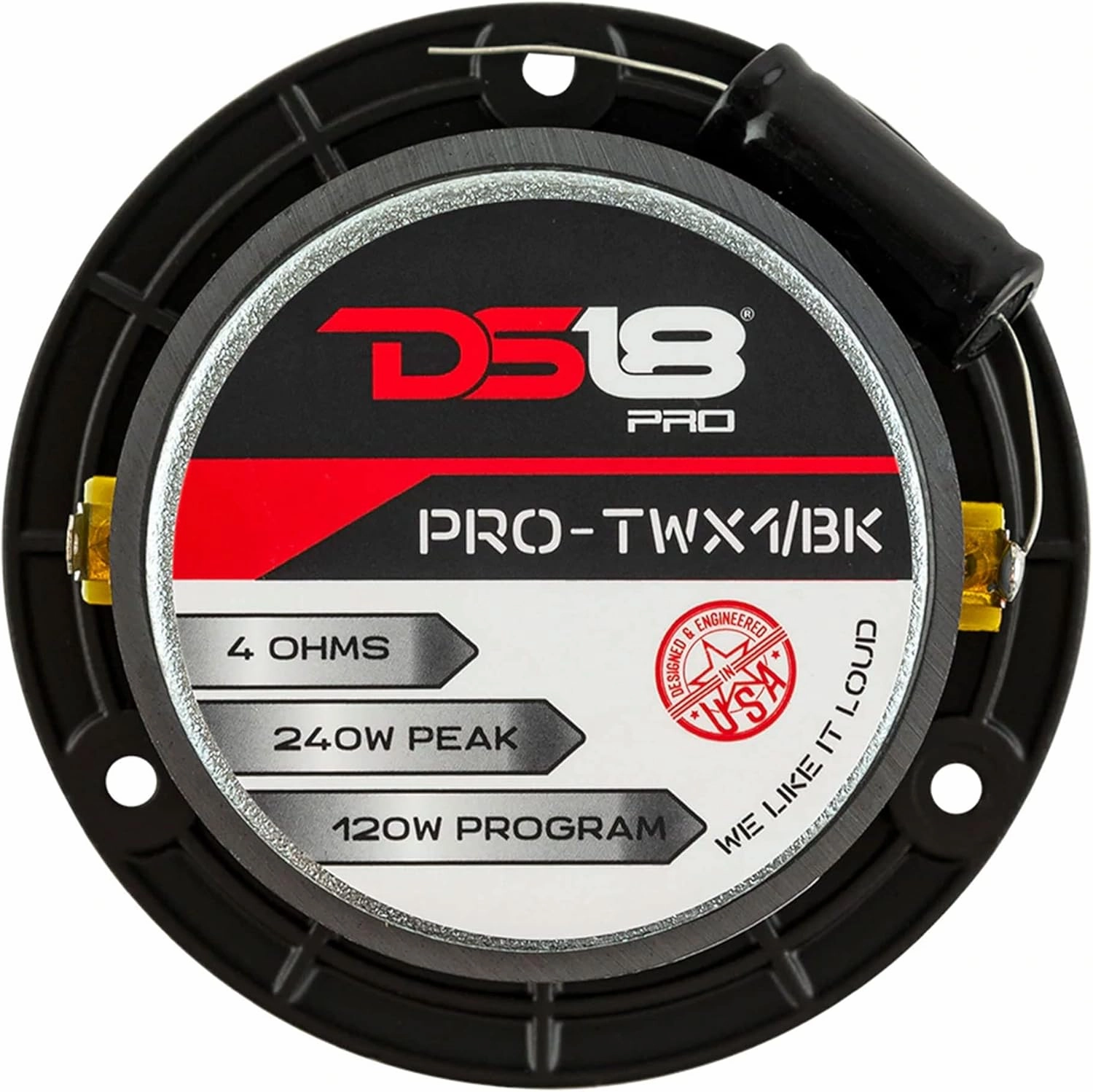 DS18 Mid and High Car Speaker Package - 2X 6.5" Midrange, 2X 1" Tweeters, Built-in Crossover