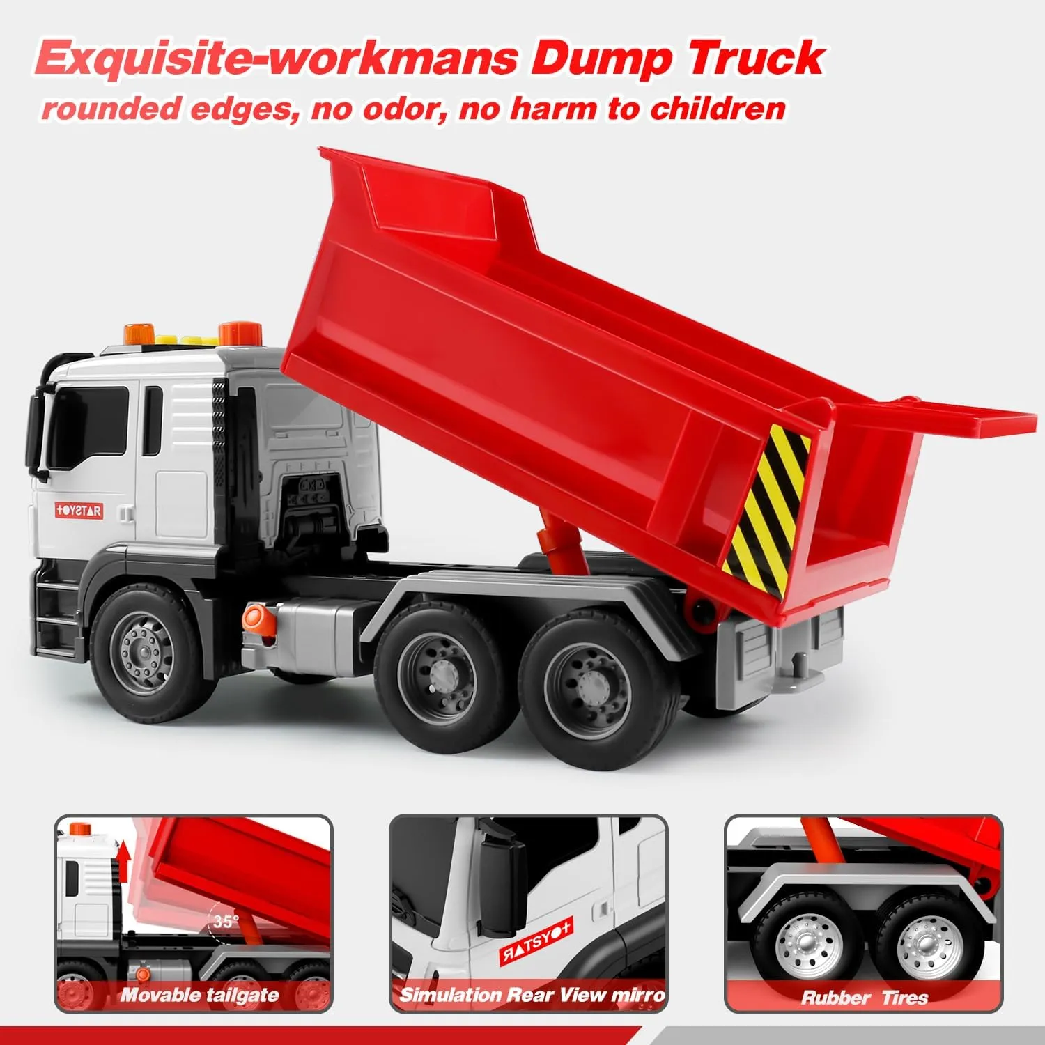 Dwi Dowellin Dump Truck Toy with Lights & Sounds, Kids Toys Gift for 2 3 4 5 6 Year Old Boys