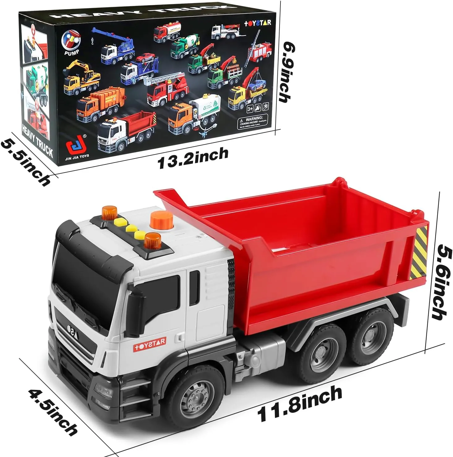 Dwi Dowellin Dump Truck Toy with Lights & Sounds, Kids Toys Gift for 2 3 4 5 6 Year Old Boys