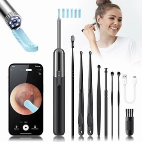 Ear Wax Removal Tool Camera - Ear Cleaner with Camera, Home Tool for Ear Wax Removal, 1080P HD Ear Camera Lens & 8 Pcs Ear Set - Ear Cleaning Kit with 6 Ear Pick